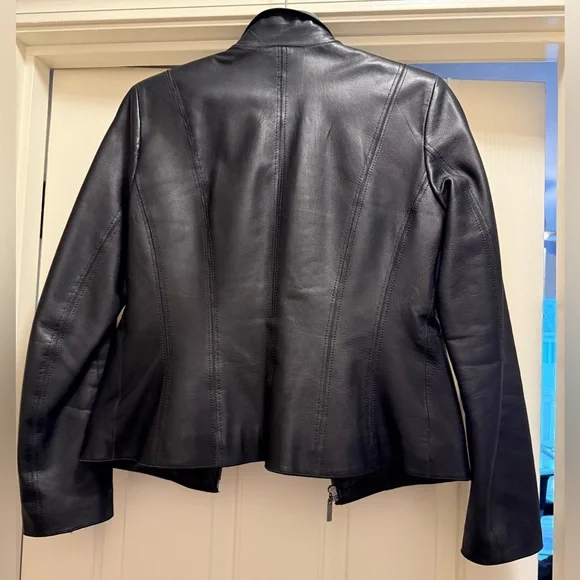 Cole Haan Black Leather Jacket - Picture 2 of 7